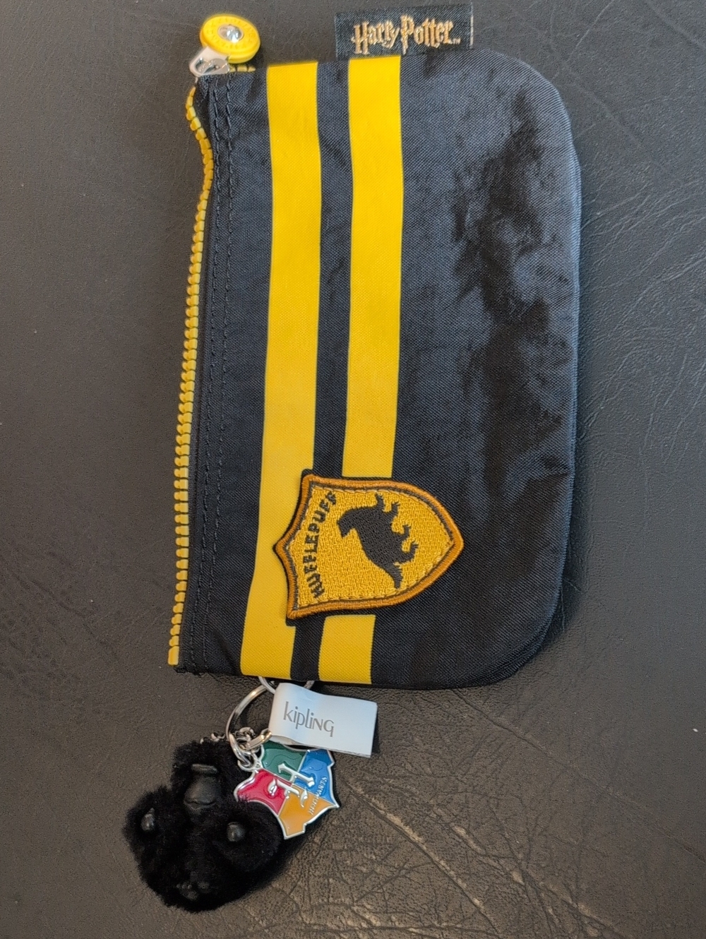 Kipling x Harry Potter Hufflepuff Black & Yellow Zip Pouch